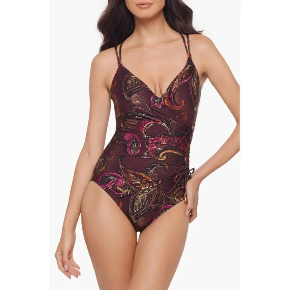 MagicSuit Empress Celeste One-Piece Swimsuit Purple Gold Womens US10